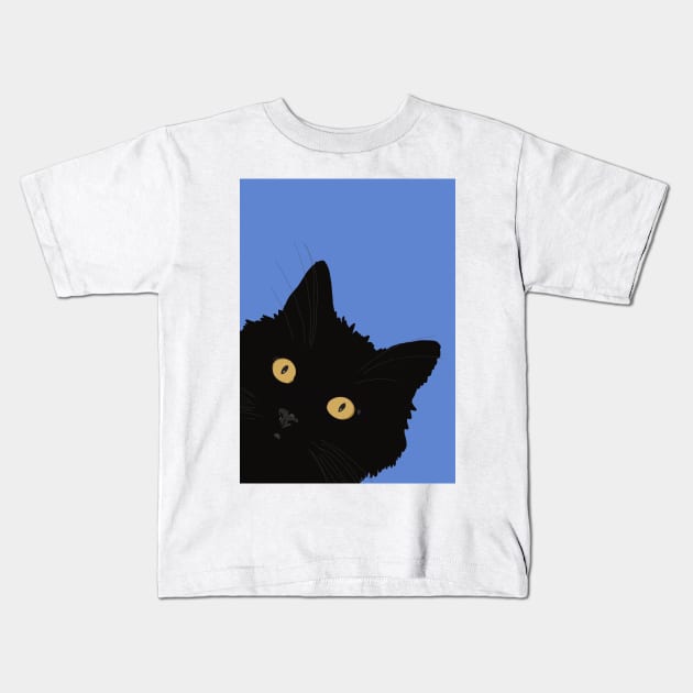 What’s up pussy cat? Cheeky black cat with yellow eyes Kids T-Shirt by NattyDesigns